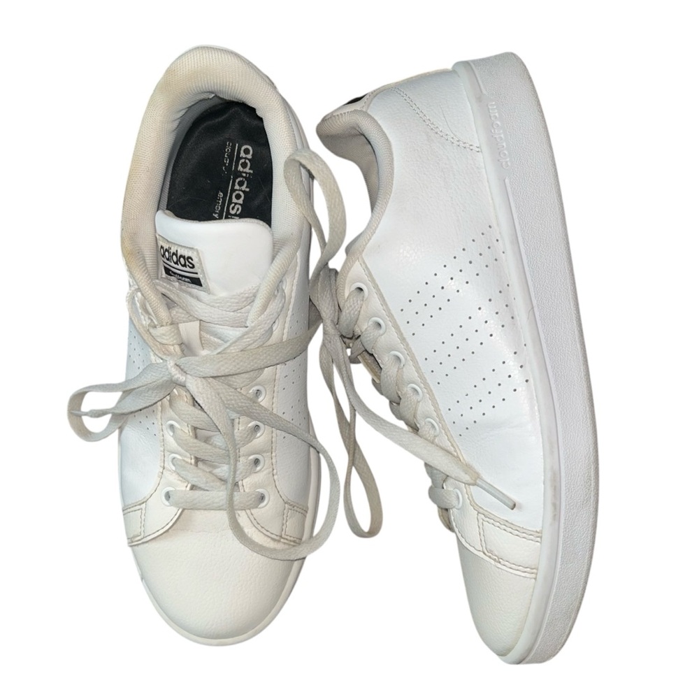 Adidas Advantage Cloudfoam White Court Sneakers Womens 9 Leather Low Profile